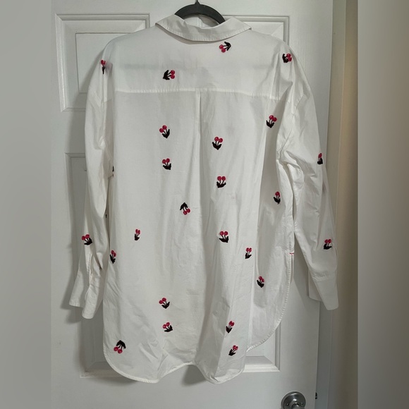 Button down shirt w/ embroidered cherries - L - Picture 5 of 10